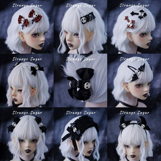Strange Sugar - Gothic Hair Accessories Set Skulls Sharks Lolita Clips Headbands