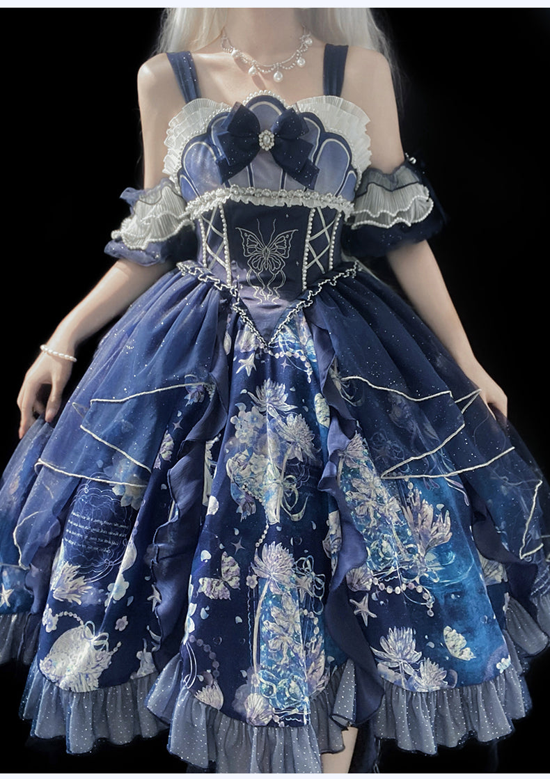 YingLuoFu - Original Elegant Lolita Blue Lolita JSK