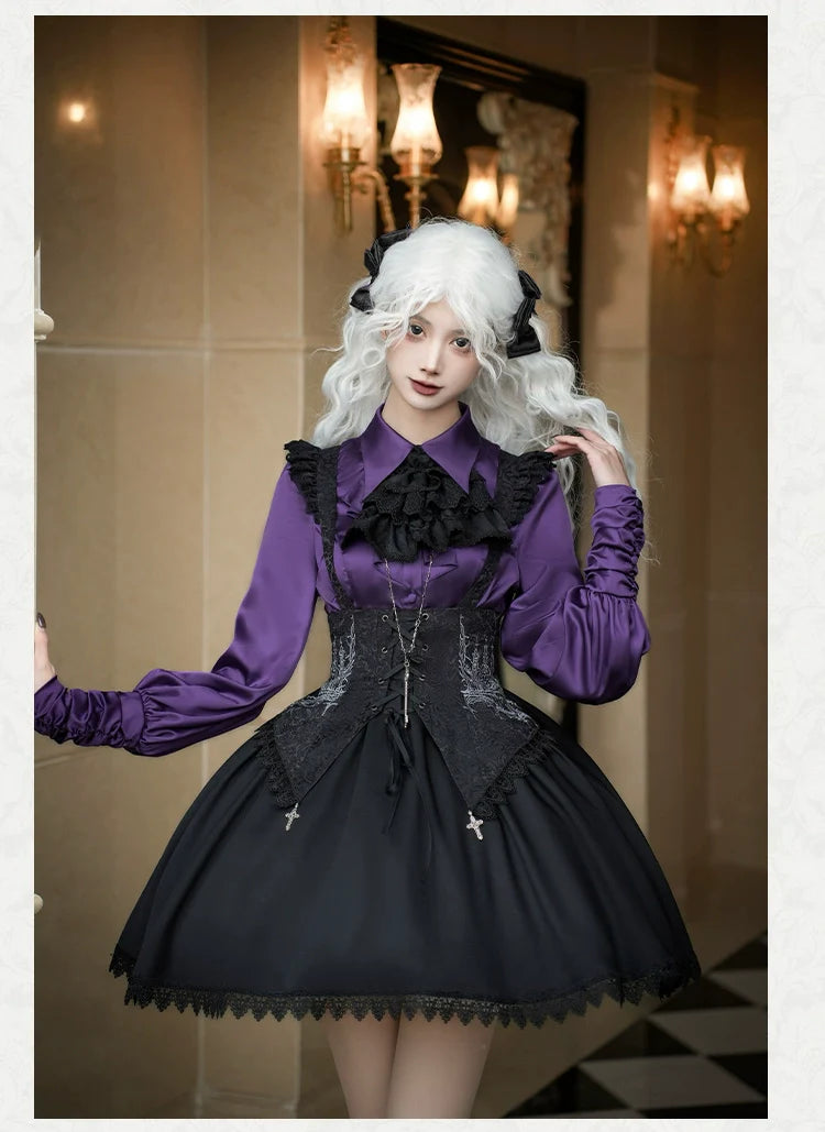 With PUJI - Thorny Night - Gothic Lolita Bust-supporting Skirt With Removable&Adjustable Strap