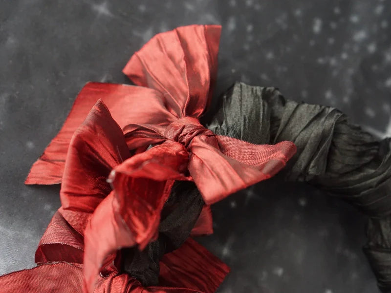 Strange Sugar - Gothic Lolita KC Black Wine Red Ruffled Bow Hair Accessories