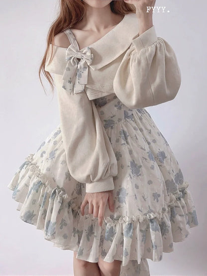 KuMa Lolita - Twilight Rose - Sweet Lolita Dress Sweater and JSK