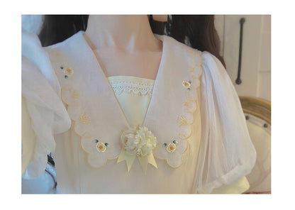 EESSILY - Afternoon Courtryard - Kawaii Lolita Summer Embroidery OP