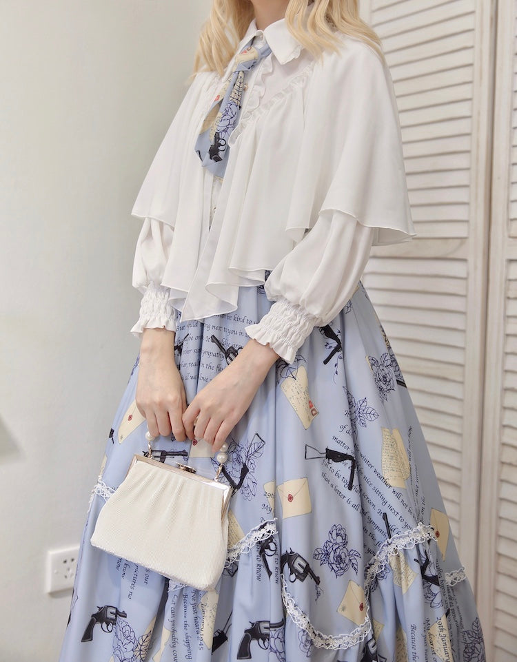 VTGDOLL - World War II love letter - Elegant Lolita Shirt and Lolita Painted SK