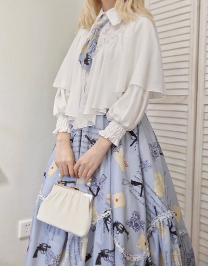 VTGDOLL - World War II love letter - Elegant Lolita Shirt and Lolita Painted SK