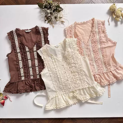 Sweet Dreamer - Antique Wall - Classic Vintage Lolita Vest Tulle Polka Dot Vest