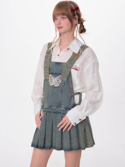 Denim suspender skirt【s0000007531】