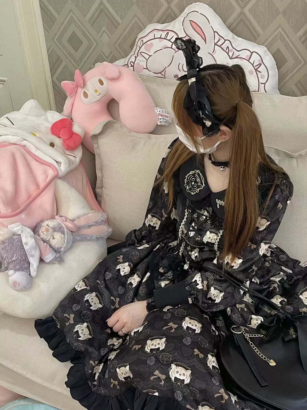 Good NIght Cats - Tiger in Autumn - Kawaii Lolita Printed OP Dress Set