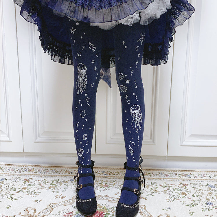 Ruby Rabbit - The Deep Sea Jellyfish 120D Velvet Lolita Tights