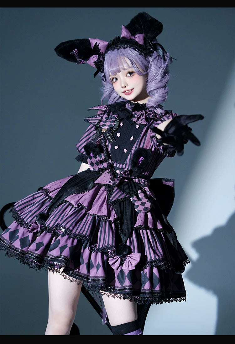 Forest Fluorescent Carps - Ouji Lolita OP Dress Circus Lolita Strip Prince Suit