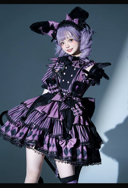 Forest Fluorescent Carps - Ouji Lolita OP Dress Circus Lolita Strip Prince Suit