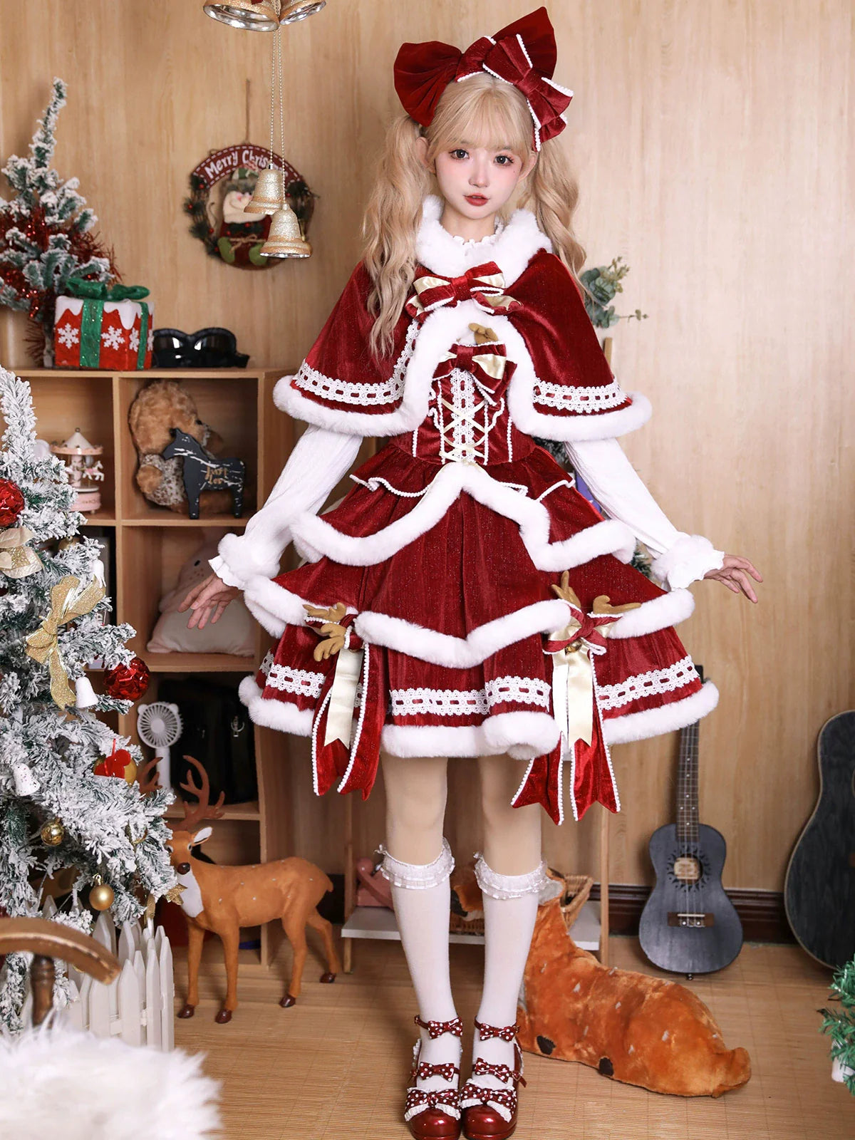 Matutu - Sweet Lolita JSK Suit Christmas Lolita Cape and Dress