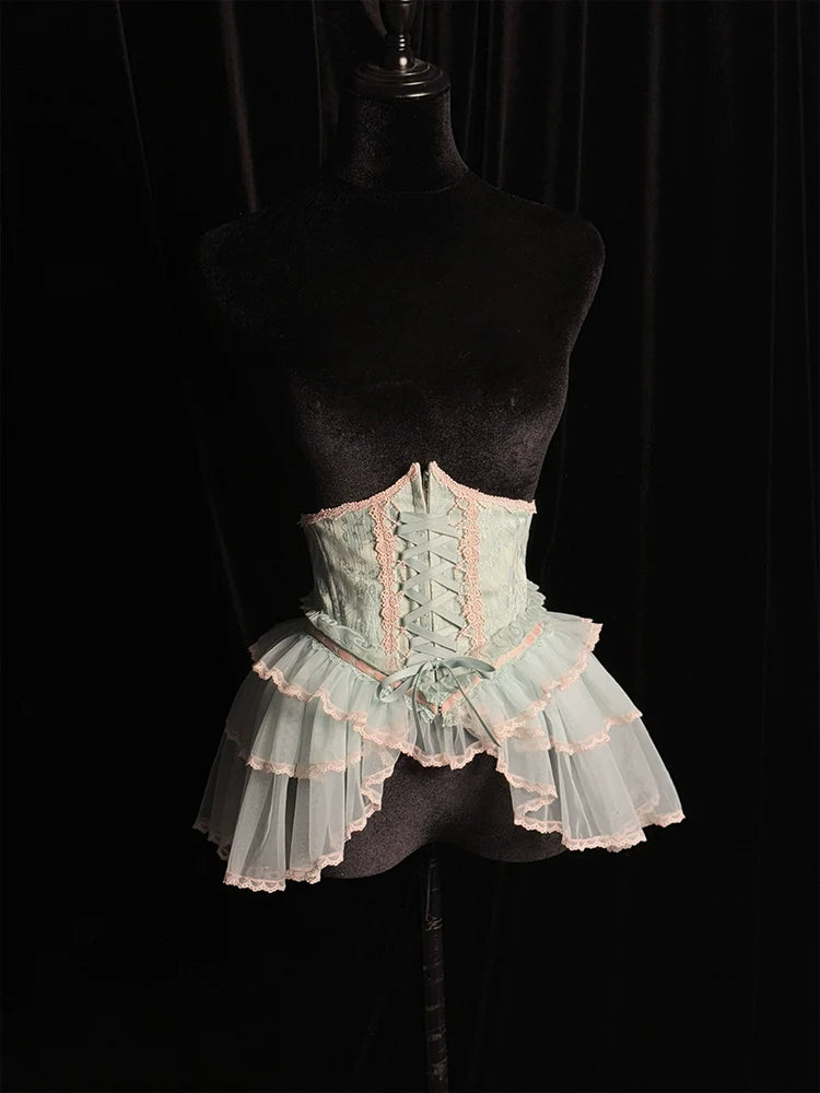 Alice Girl - Cross - Gothic Princess Lolita Corset with Multiple Layers Hem