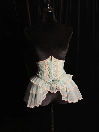 Alice Girl - Cross - Gothic Princess Lolita Corset with Multiple Layers Hem
