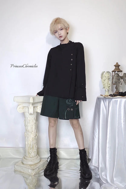 Princess Chronicles - Ruwoxichen - Retro Ouji Lolita Prince Style Black Blouse