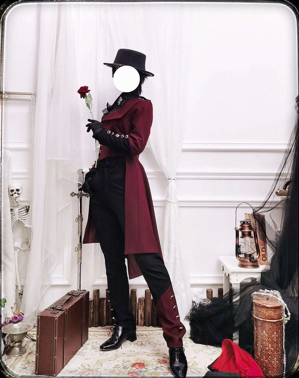 Princess Chronicles - Red and Black - Retro Ouji Lolita Handsome Black Pants