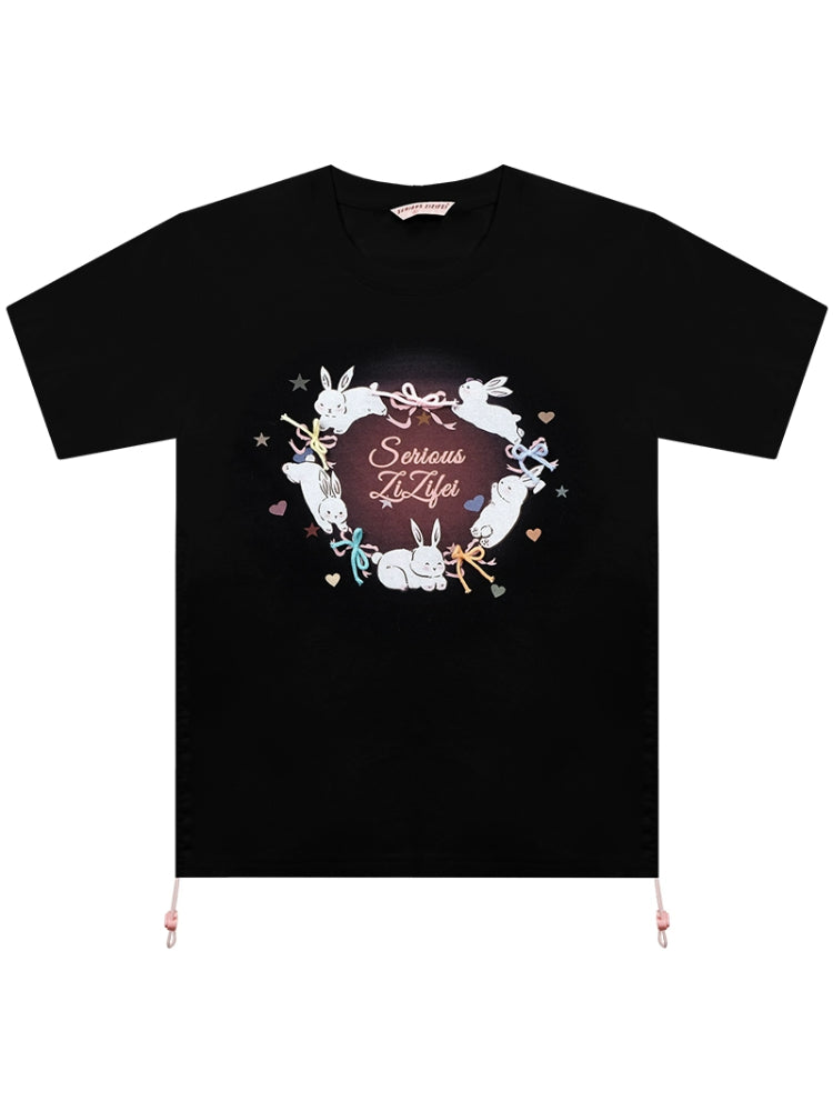 Round neck print short sleeve T-shirt【s0000007534】