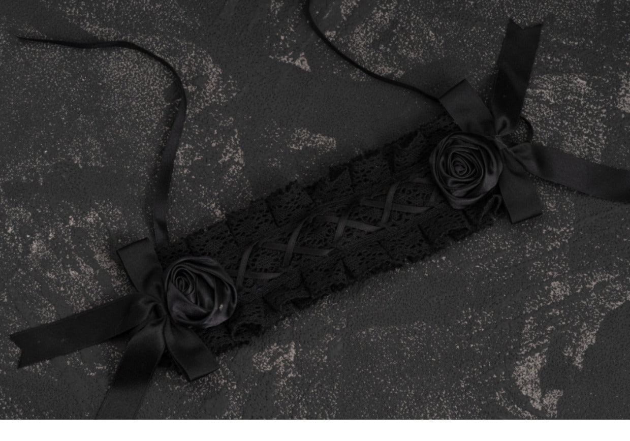 Strange Sugar - Gothic Handmade Black Rose Hairband