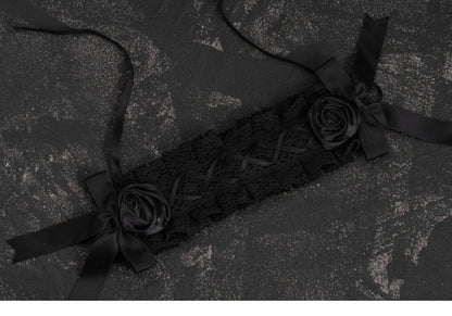 Strange Sugar - Gothic Handmade Black Rose Hairband
