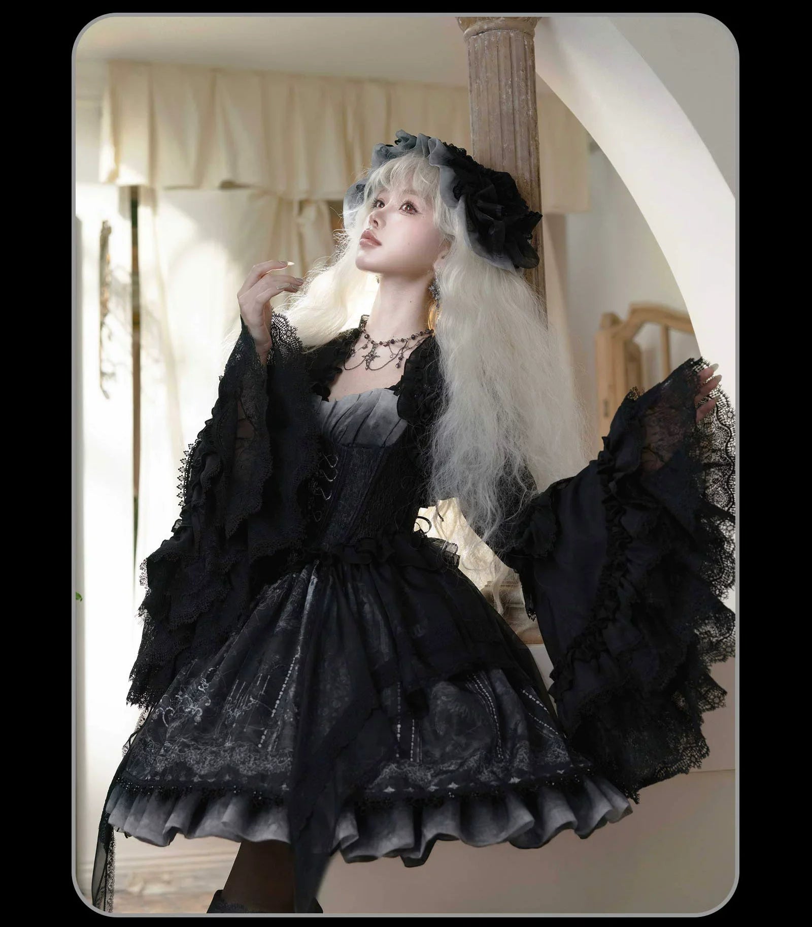 Susin Lolita - Bone-Eroded Butterfly - Gothic Lolita JSK & SK Set