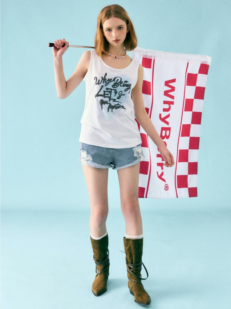 English Logo Print Tank Top【s0000002213】