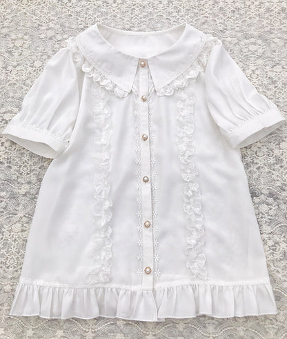 Yilia - J-fashion Lace Flounce Chiffon Lolita Blouse