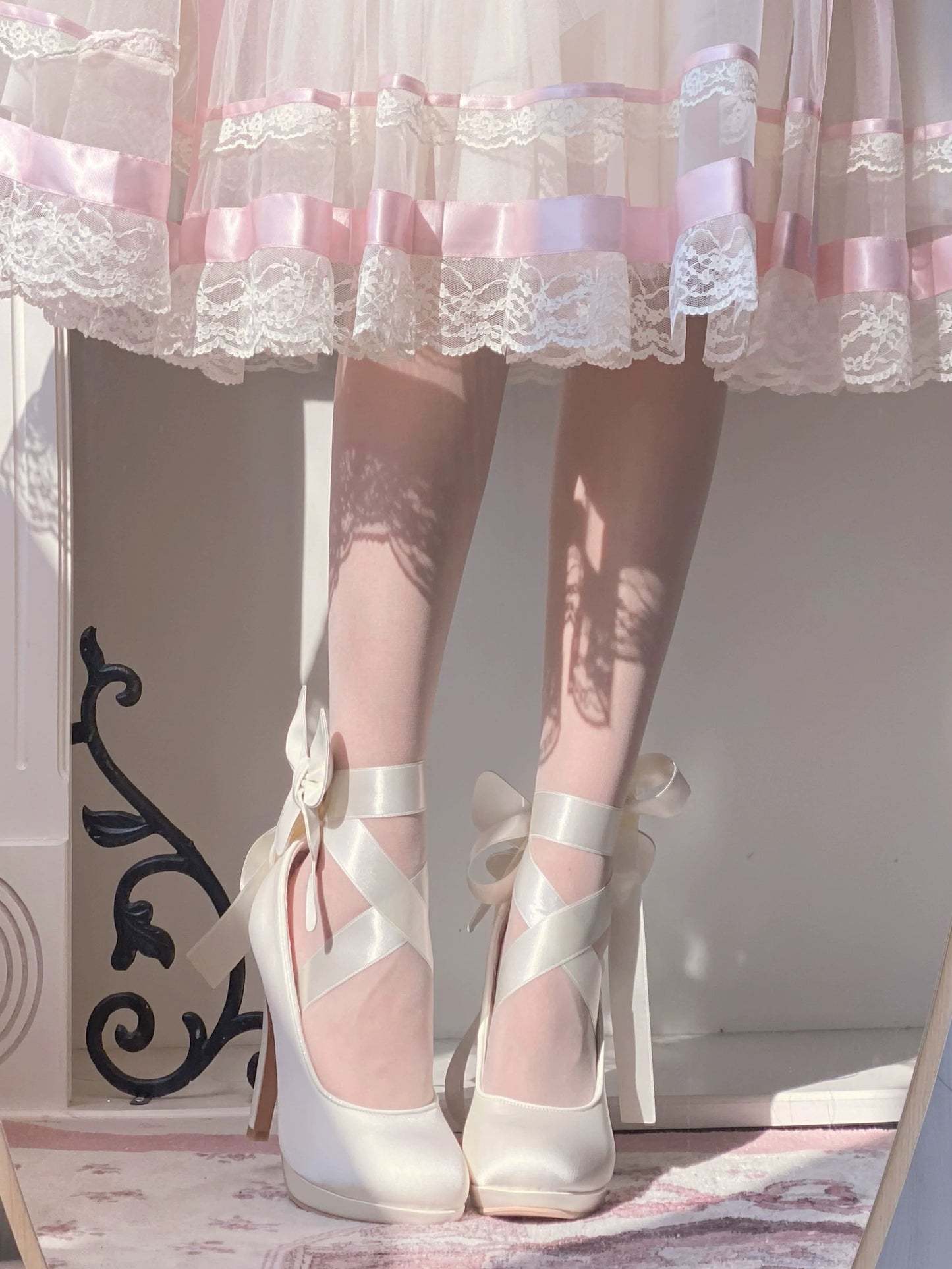 Pure Tea For Dream - Butterfly Specimen - Ballet Style Lolita Shoes Elegant Platform Lolita Heels