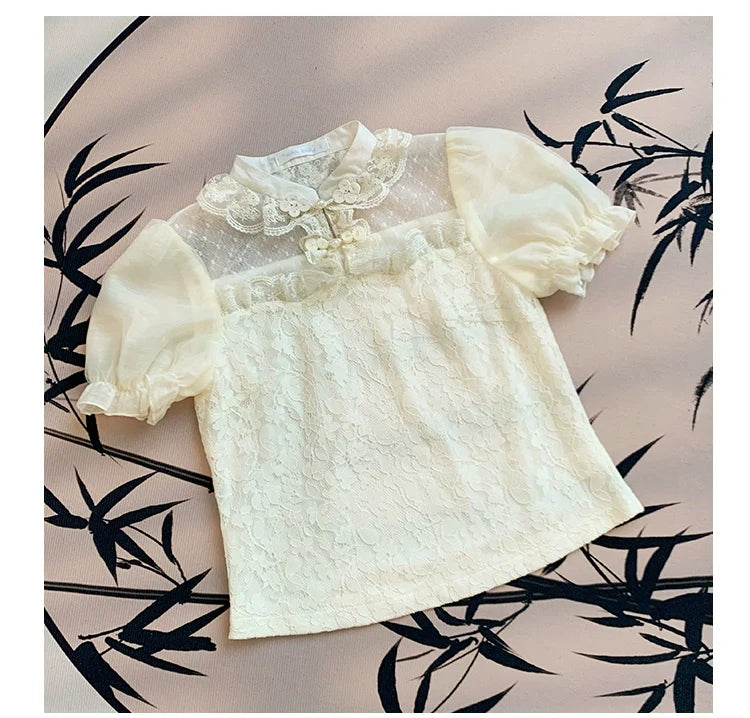 With PUJI - Moon Gauze - Qi Lolita Blouse Chinese Style Shirt