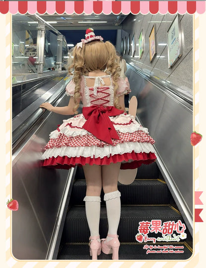 Sakurahime - Berry Sweetheart - Sweet Lolita OP Suit Old School Lolita Dress and Top Hat