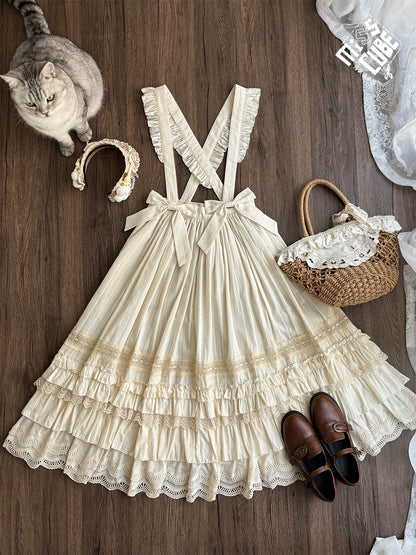 Miss Cube - Cool Sheep Whisper - Kawaii Retro Lolita SK with Detachable Suspenders