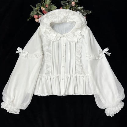 DMFS Lolita - Sweet Lolita Blouse Double-layered Puff Sleeves Lolita Shirt