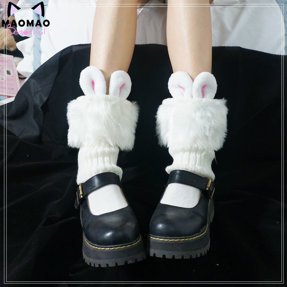 Kawaii Lolita Fluffy Rabbit Ears Leg Warmer