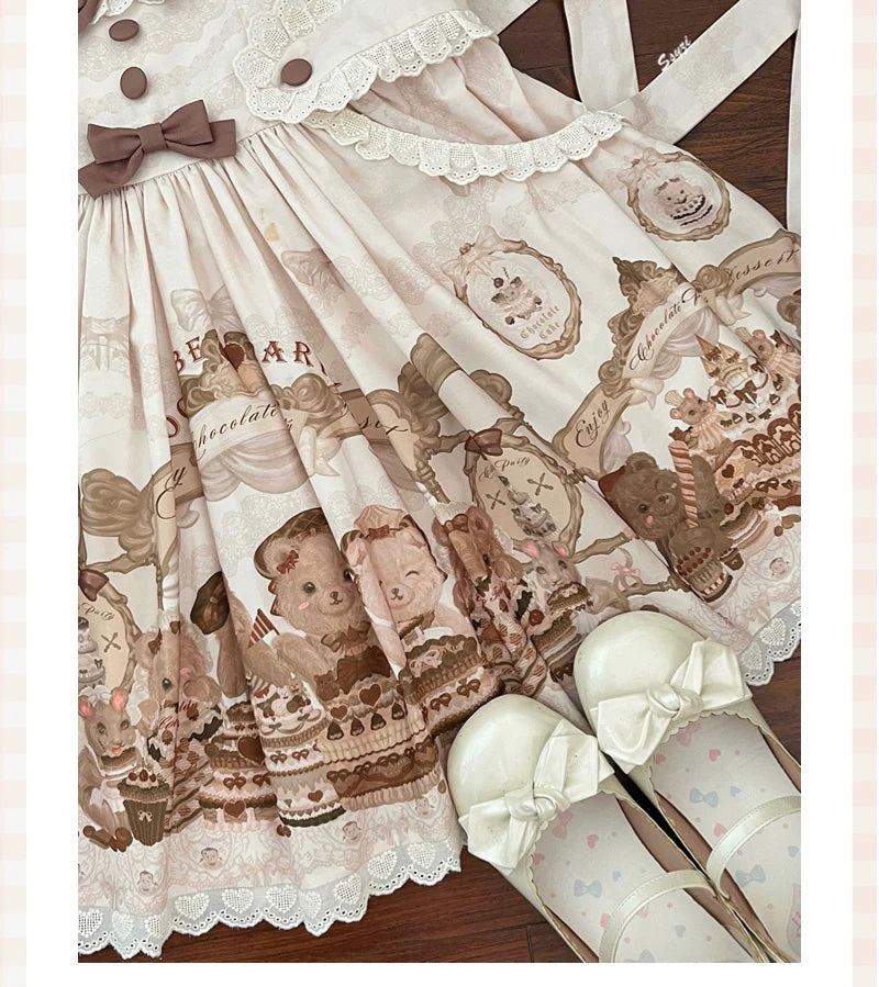 Akiyama Future Studio - Cute Lolita Salopette Dress Bear Print