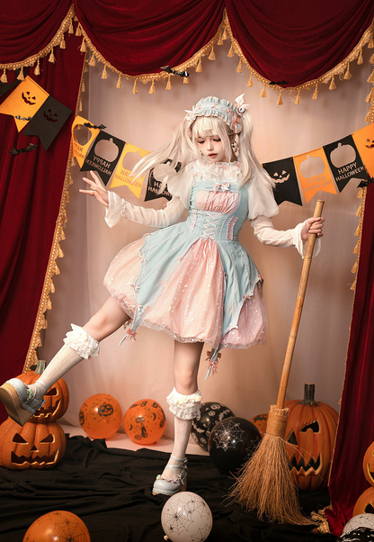 Lemon Honey - Halloween Gothic Lolita Jumper Dress, Pumpkin-inspired Dress