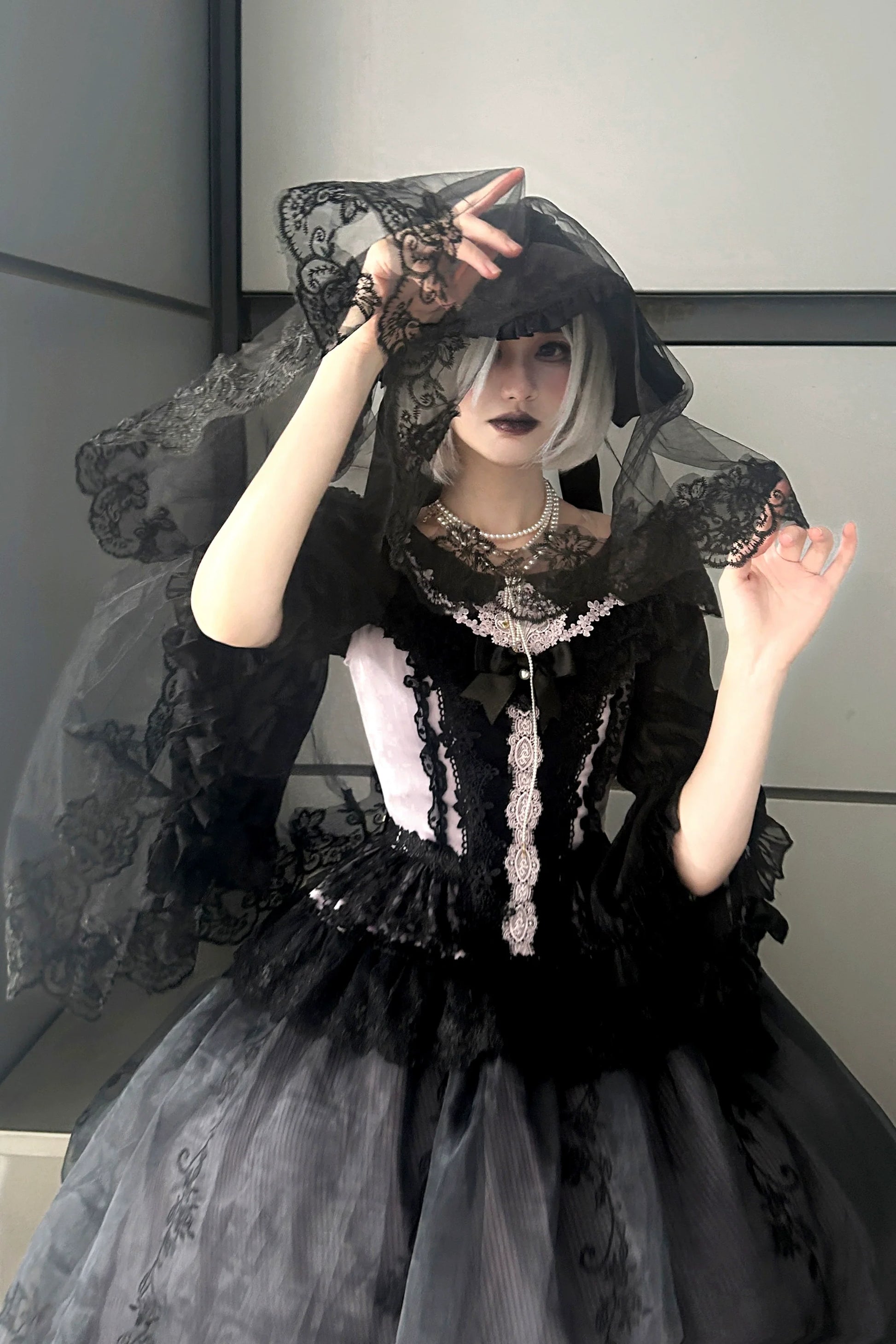 AuroraBorealis - Moonshadow - Gorgeous Wedding Lolita Dress Set Embroidered JSK SK and Bodice