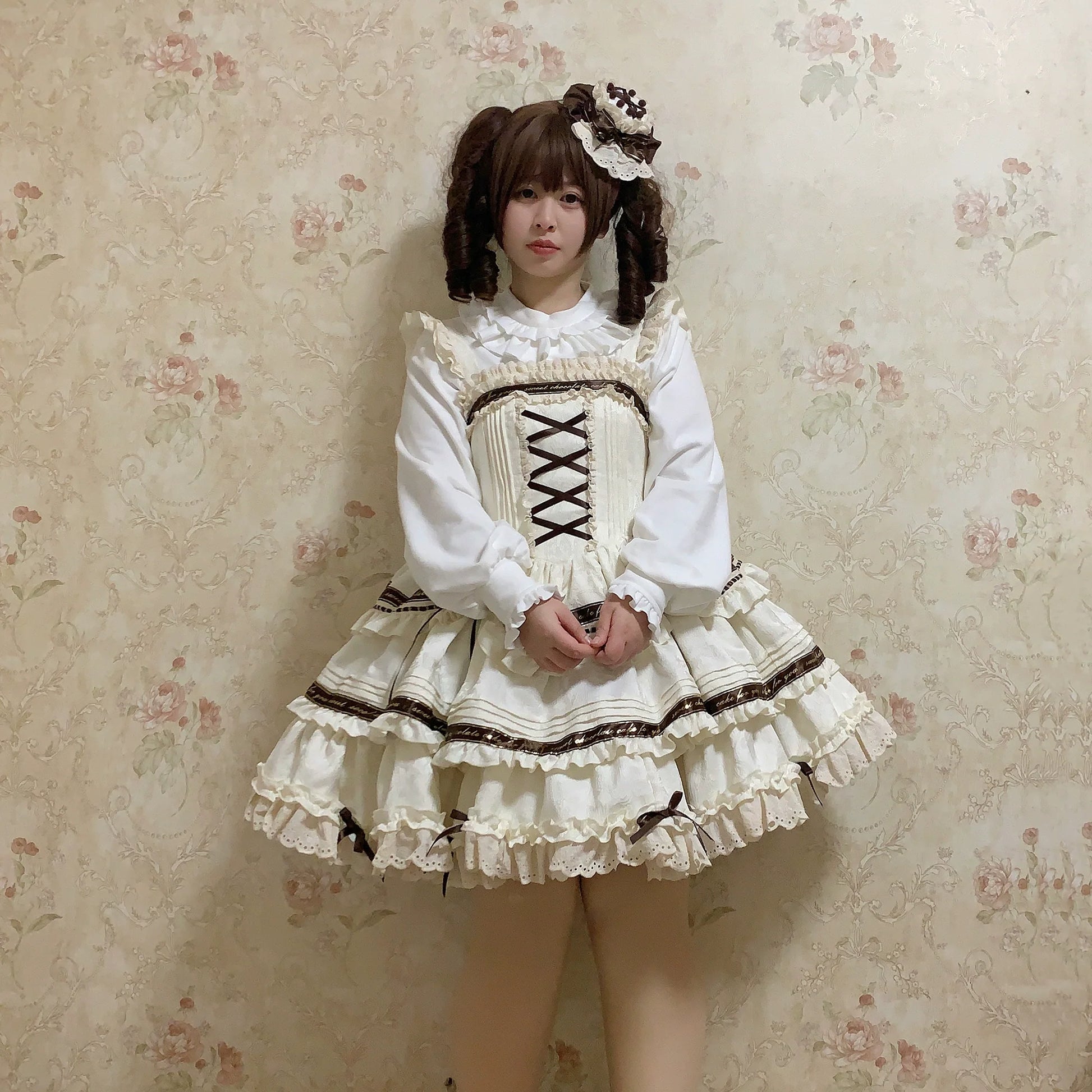 Chubby Cat Diary - Chocolate Layer Cake - Plus Size Cotton Lolita Jumper Dress