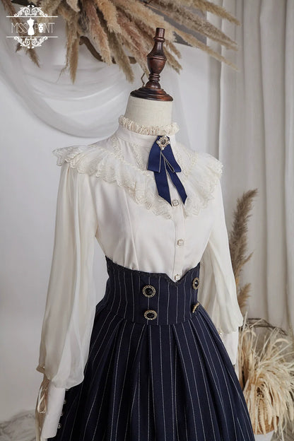 Miss Point - Rose Doll - Elegant Lolita Striped Fishbone Skirt