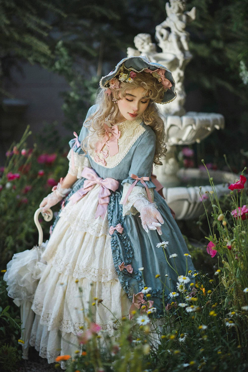 Miss Point - Lilyka Garden - Classic Lolita OP Dress Set Elegant Floral Wall Princess Sleeve