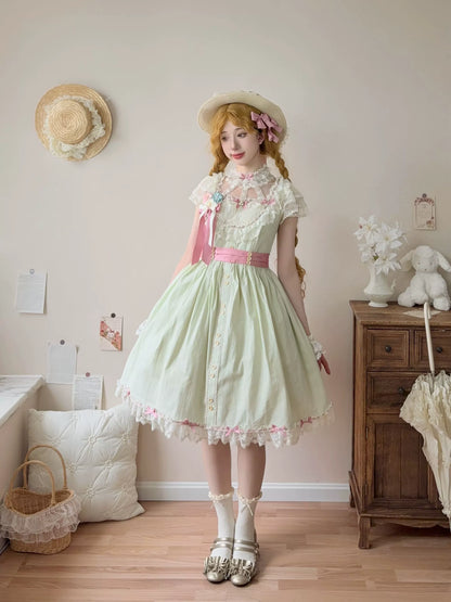 Uncle's Workshop - Fluttering Cherry Spring Strings - Cotton Sweet Lolita JSK Dress