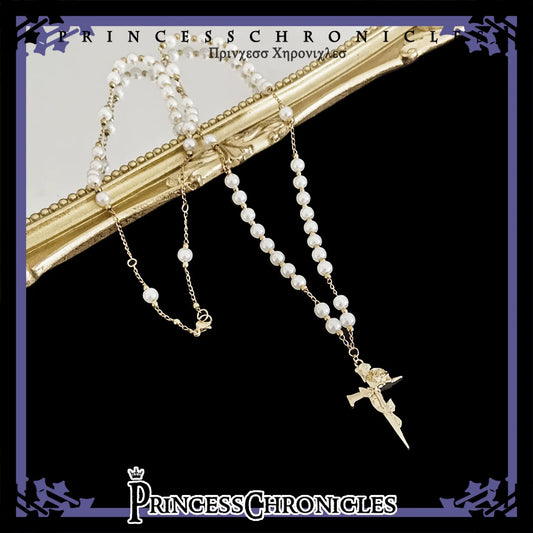 Princess Chronicles - Doll - Retro Lolita Cross Necklace Elegant Pearl Accessory