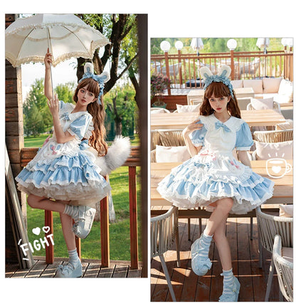 OCELOT - Leopard Bunny - Classic Maid Lolita OP with Apron and KC