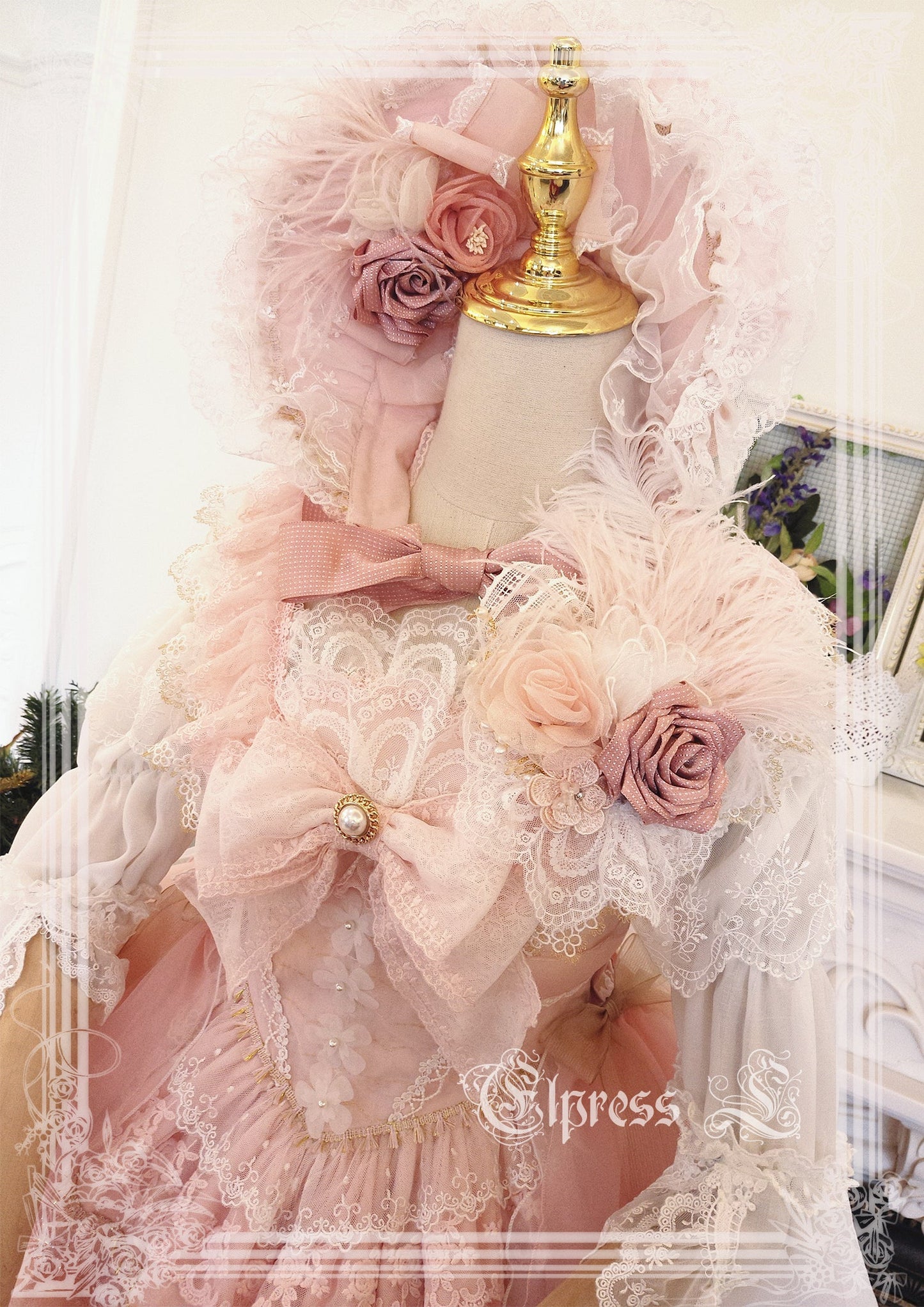 Elpress L - Christmas Flower Hairpins Lolita Mesh Veil KC Bonnet