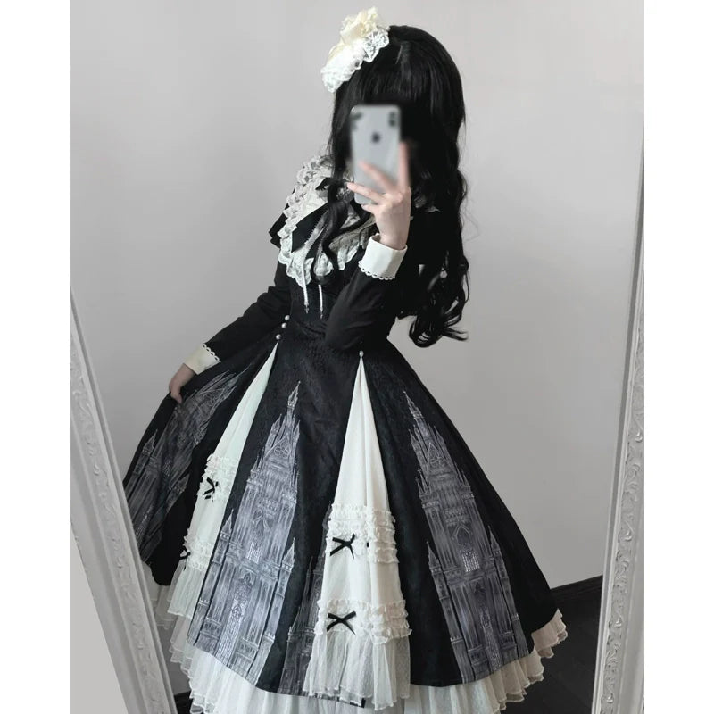 Letters from Unknown Star - Church Bell - Elegant Lolita OP Dress Long Sleeve Spring Autumn