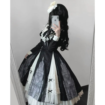 Letters from Unknown Star - Church Bell - Elegant Lolita OP Dress Long Sleeve Spring Autumn