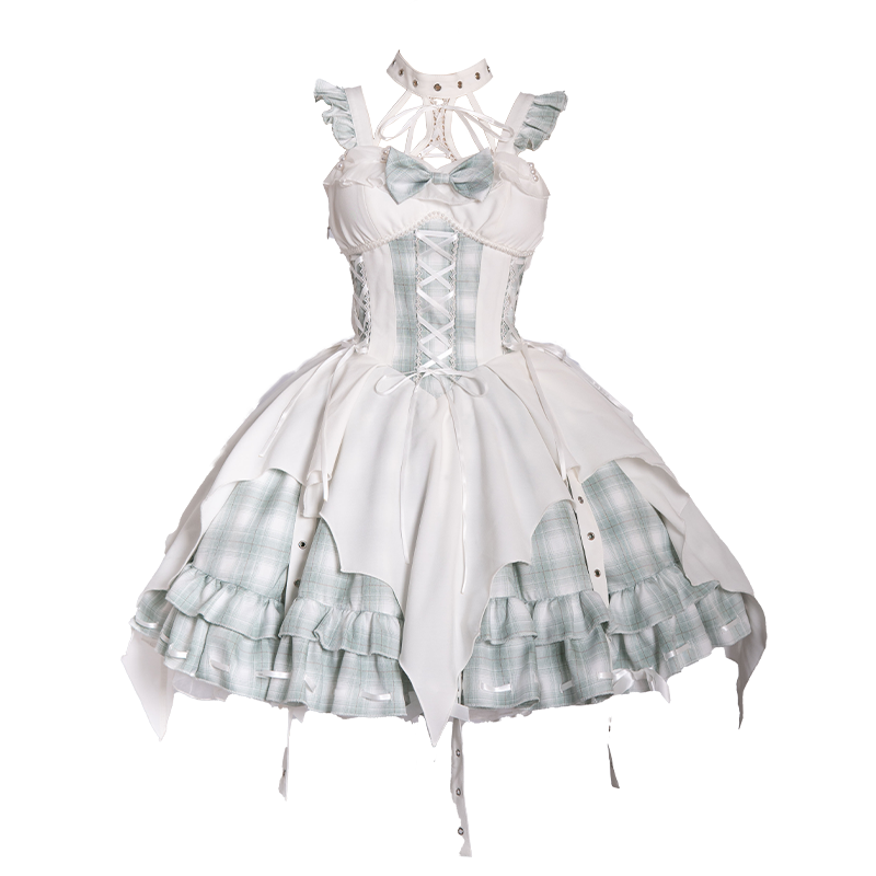 OCELOT - Rock 'N' Row Radio Wave - Punk Lolita JSK Dress Plaid Irregular Hemline Dress