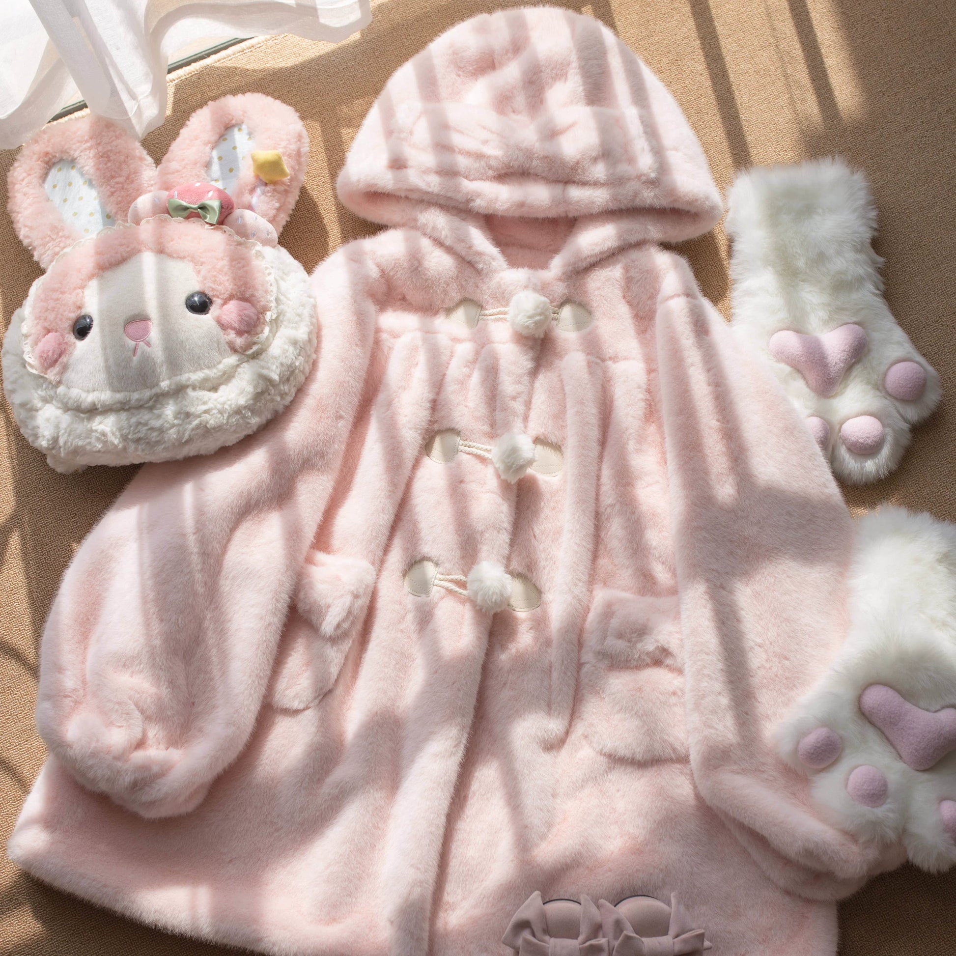 MIST - Cream Cheese - Winter Kawaii Lolita Overcoat Thickened Hooded Loose Outwear