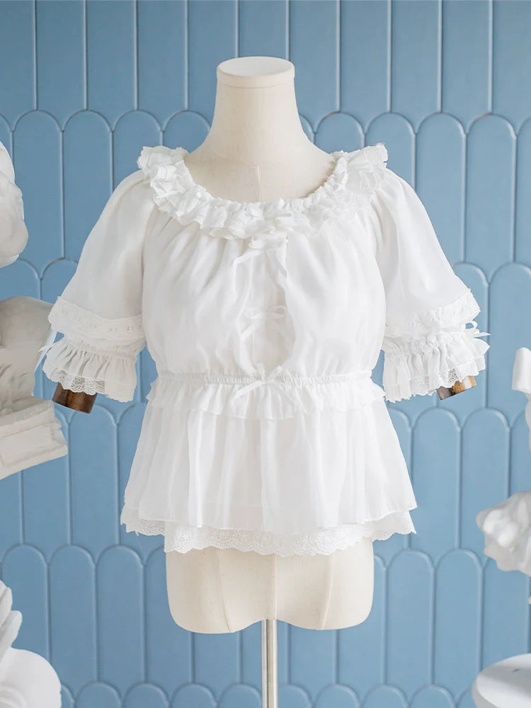 OCELOT - Sweet Lace Lolita Blouse Double-Wear Short Sleeves Shirt
