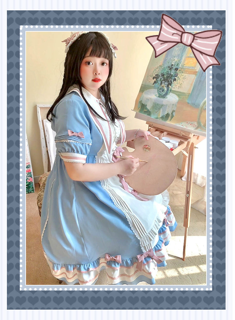 Niu Niu - Candy Sweethearts - Plus Size Lolita OP Short-Sleeve Princess Dress