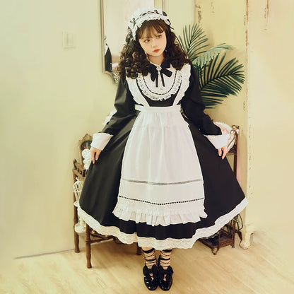 Hezi's Cat Haven - Black Cat Butler - Maid Lolita OP Dress Elegant Black and White Dress