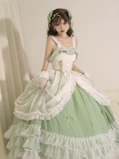 Daydream Whisper - Toting Basil - Plus Size Wedding Lolita Dress Green Bridal JSK