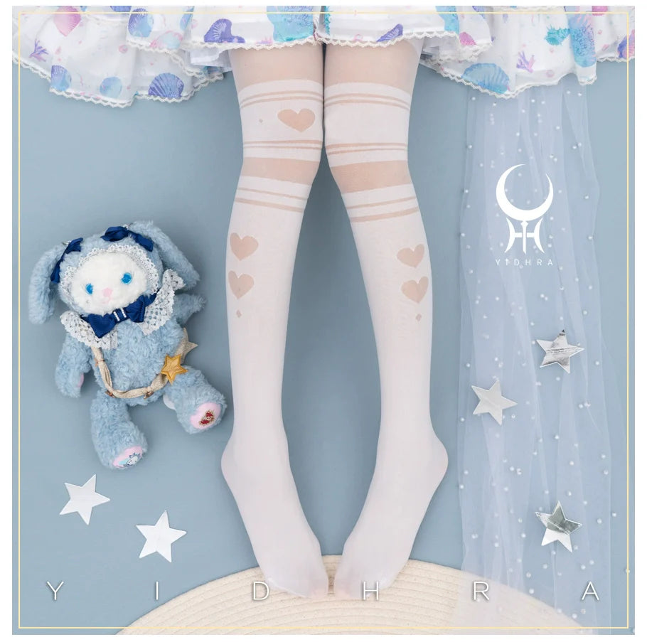 Yidhra - Enchanting Magic - Sweet Lolita Pantyhose Heart Hollow Out Thin Tights